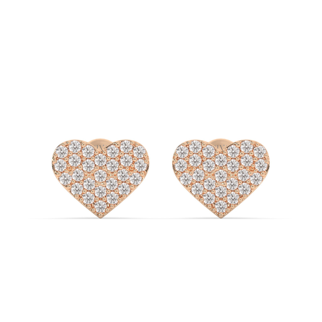 Amouris Heart Shaped Diamond Cluster Stud Earrings