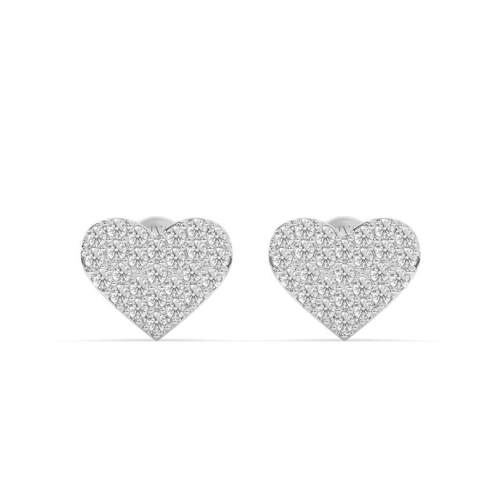 Amouris Heart Shaped Diamond Cluster Stud Earrings