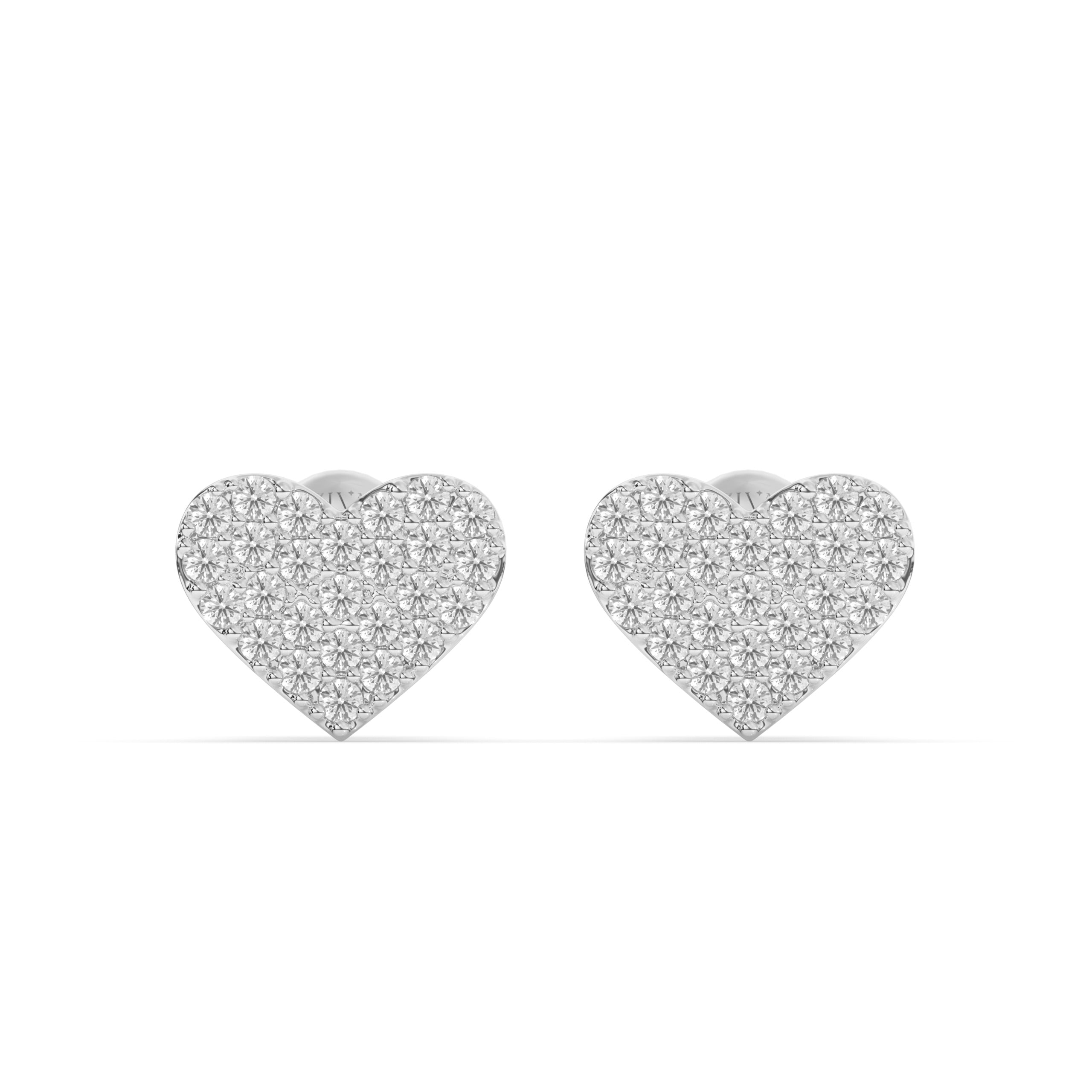 Amouris Heart Shaped Diamond Cluster Stud Earrings
