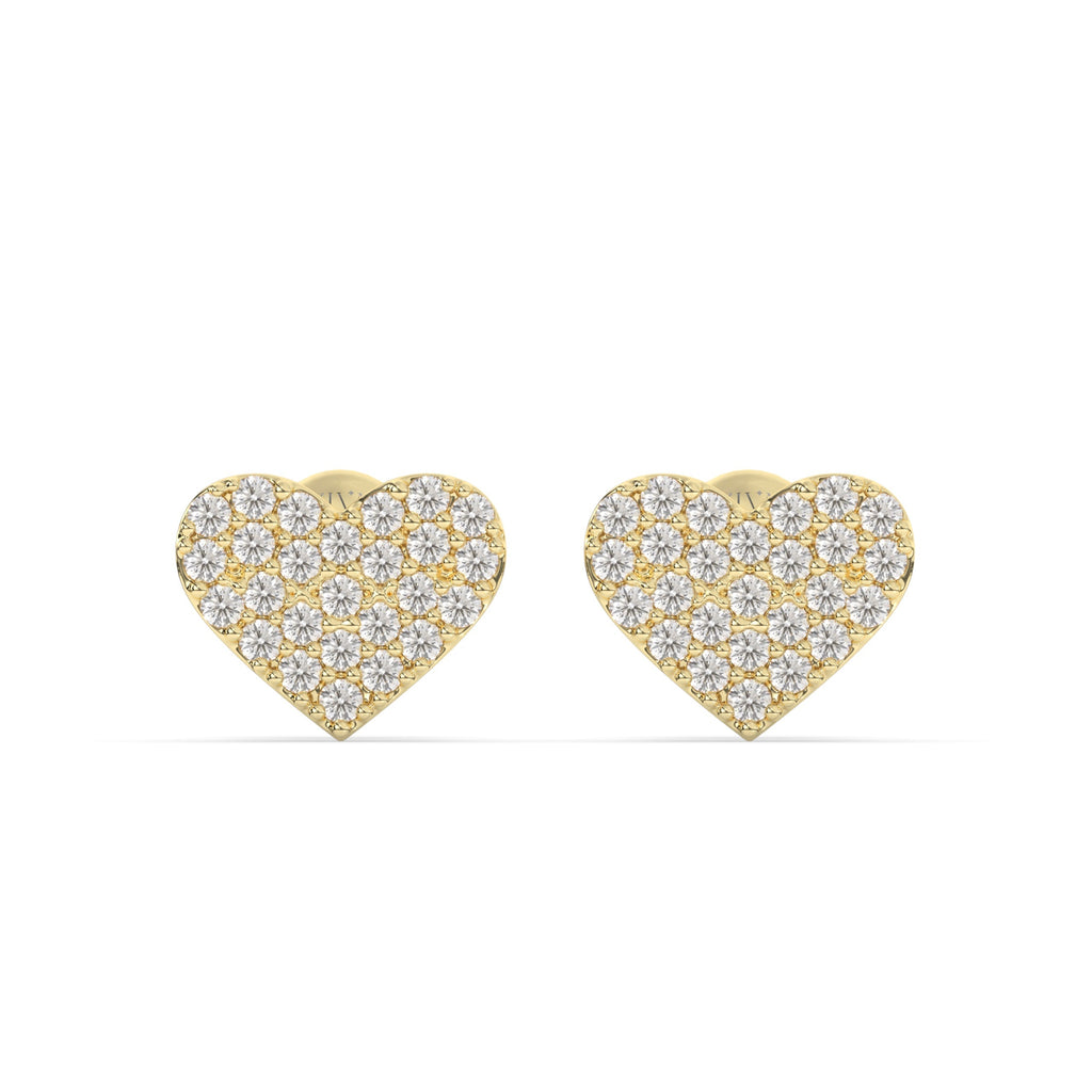 Amouris Heart Shaped Diamond Cluster Stud Earrings