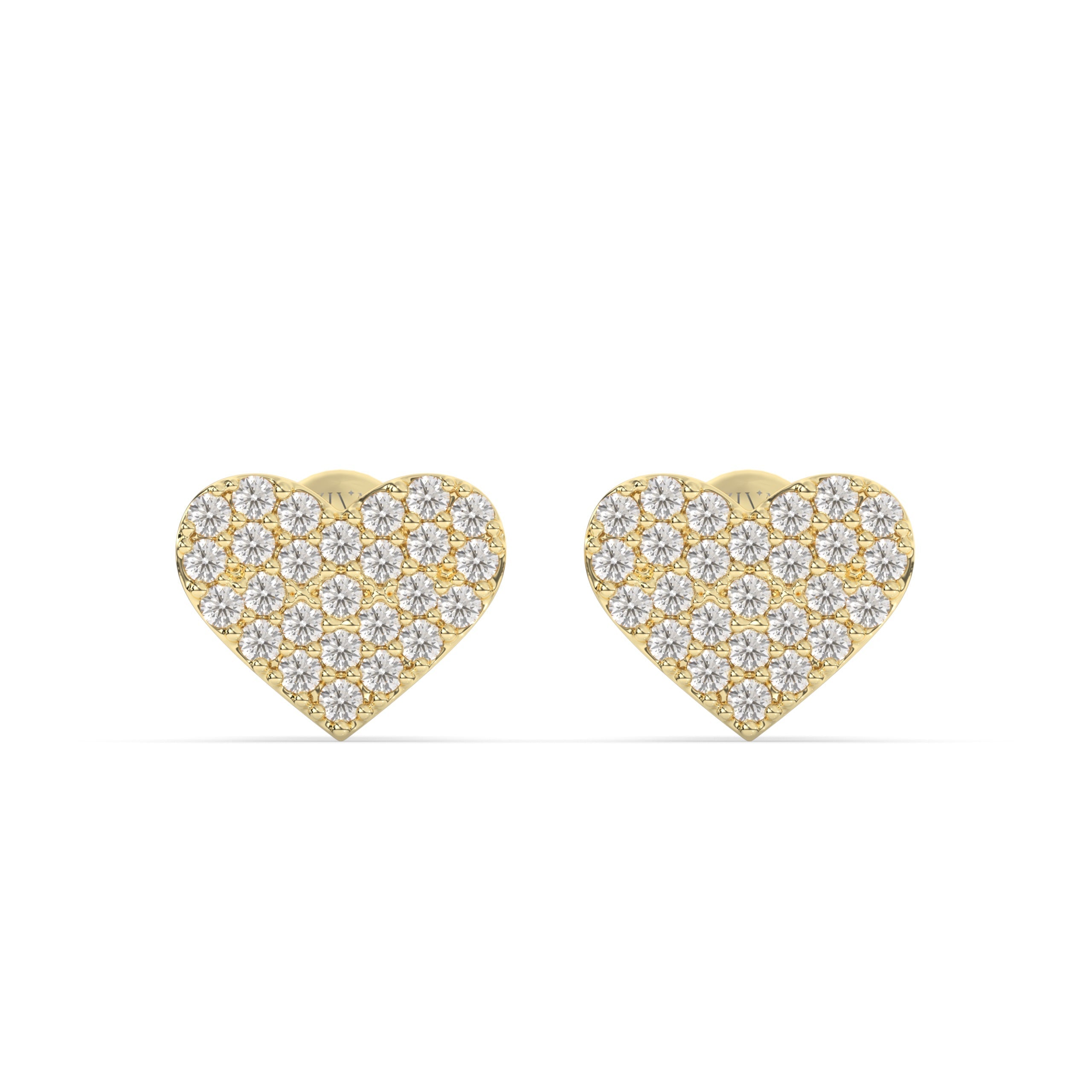 Amouris Heart Shaped Diamond Cluster Stud Earrings