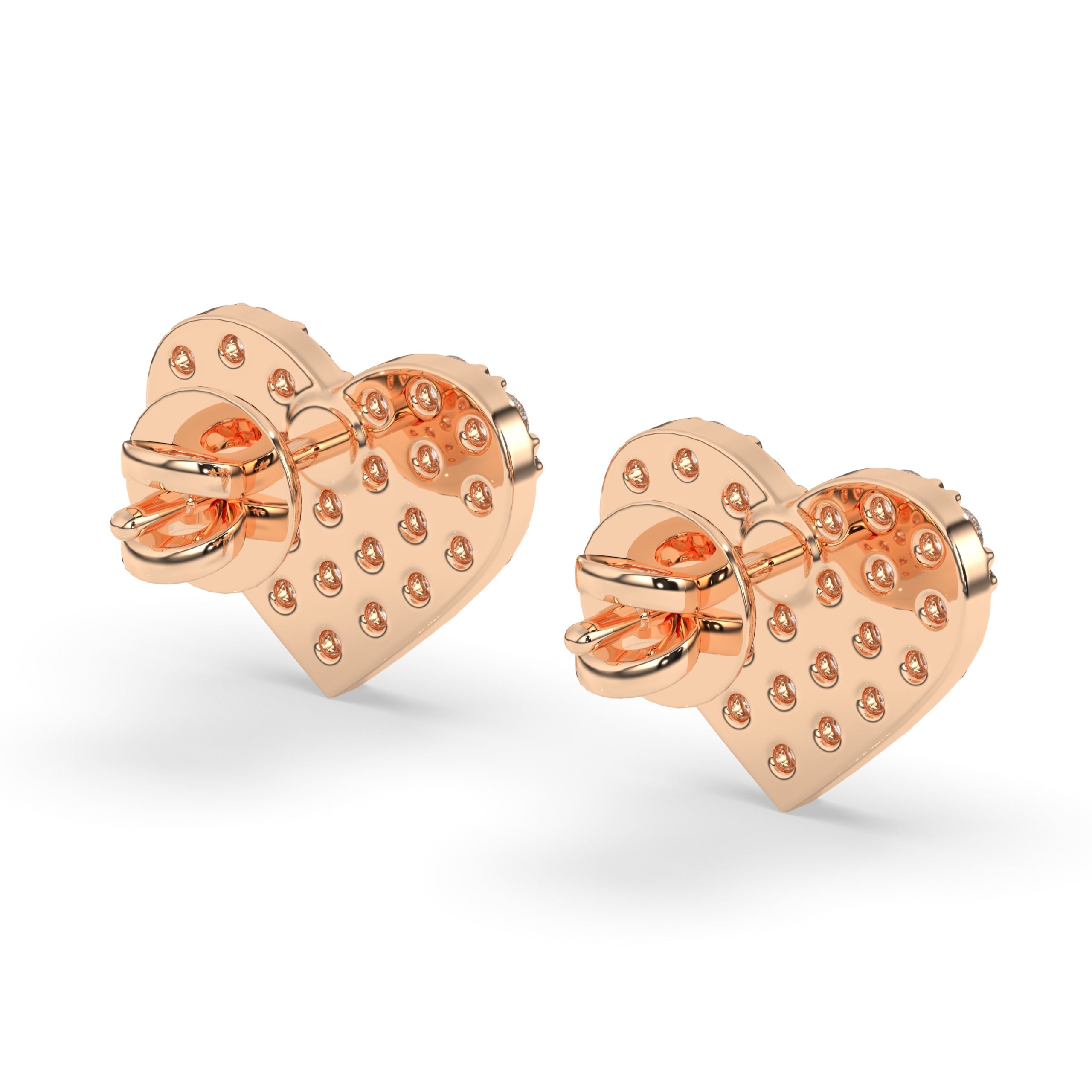Amouris Heart Shaped Diamond Cluster Stud Earrings