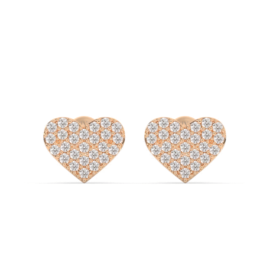 Amouris Heart Shaped Diamond Cluster Stud Earrings