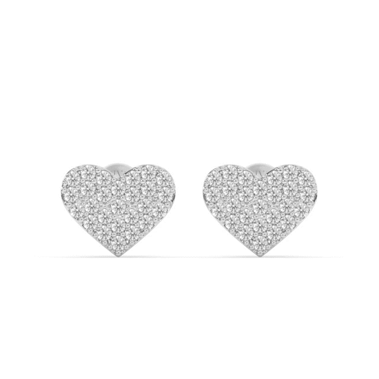 Amouris Heart Shaped Diamond Cluster Stud Earrings