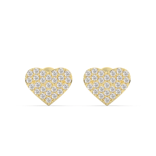 Amouris Heart Shaped Diamond Cluster Stud Earrings