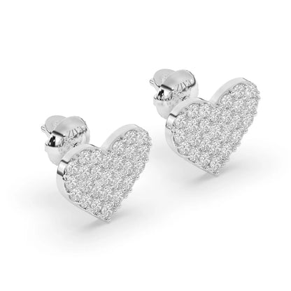 Amouris Heart Shaped Diamond Cluster Stud Earrings