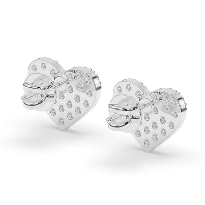 Amouris Heart Shaped Diamond Cluster Stud Earrings