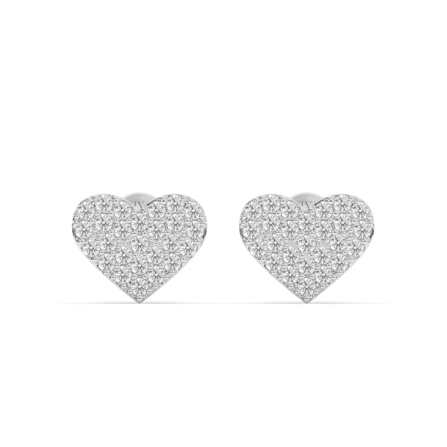 Amouris Heart Shaped Diamond Cluster Stud Earrings