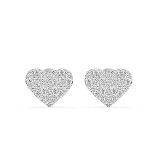 Amouris Heart Shaped Diamond Cluster Stud Earrings