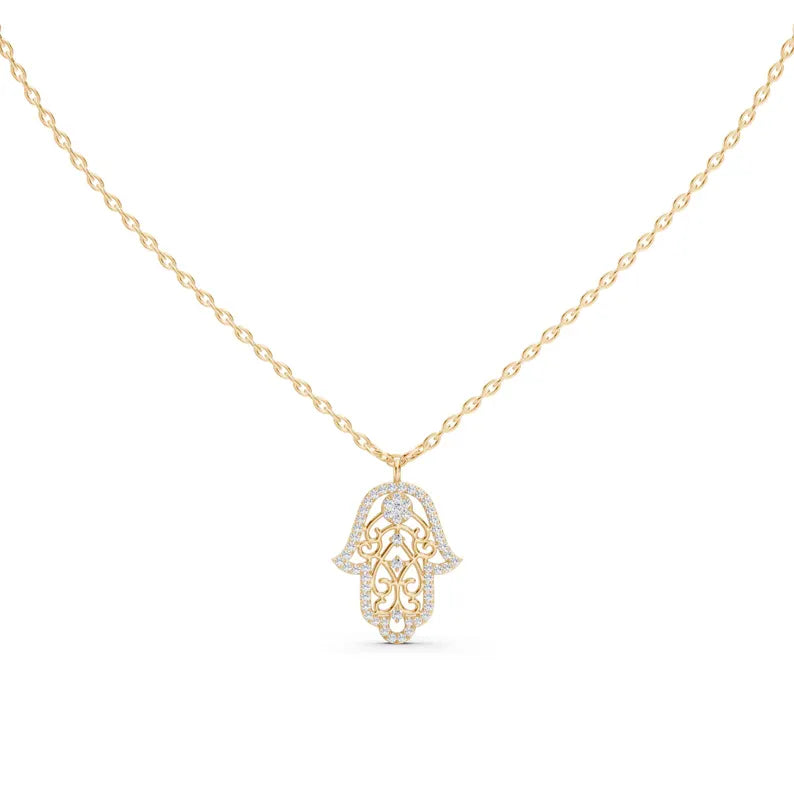 Hamsa Diamond Necklace