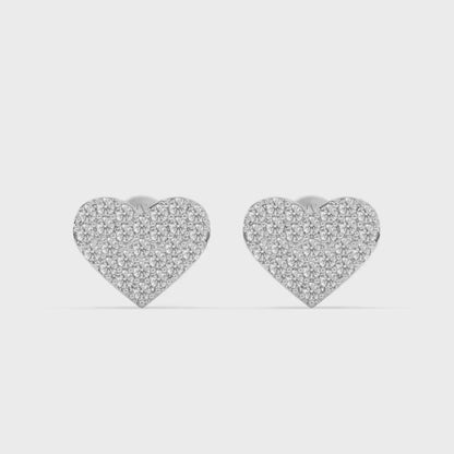 Amouris Heart Shaped Diamond Cluster Stud Earrings